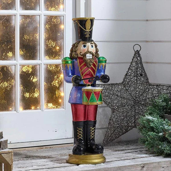 Giant Animated Nutcracker Six-Foot Tall with Nutcracker Drums